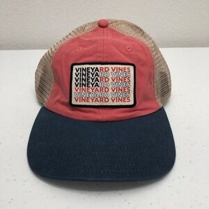 Vineyard Vines Hat Cap Strap Back Mens Salmon Blue Trucker Mesh Adjustable Norm